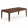 Rechteckiger Esstisch in Walnussbraun und Gold, 180 x 90 x 75 cm