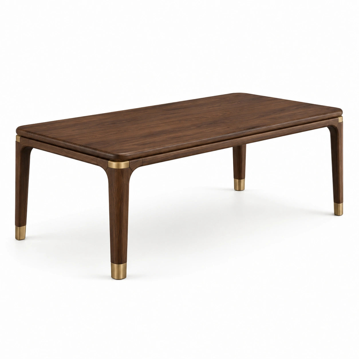 Rechteckiger Esstisch in Walnussbraun und Gold, 180 x 90 x 75 cm