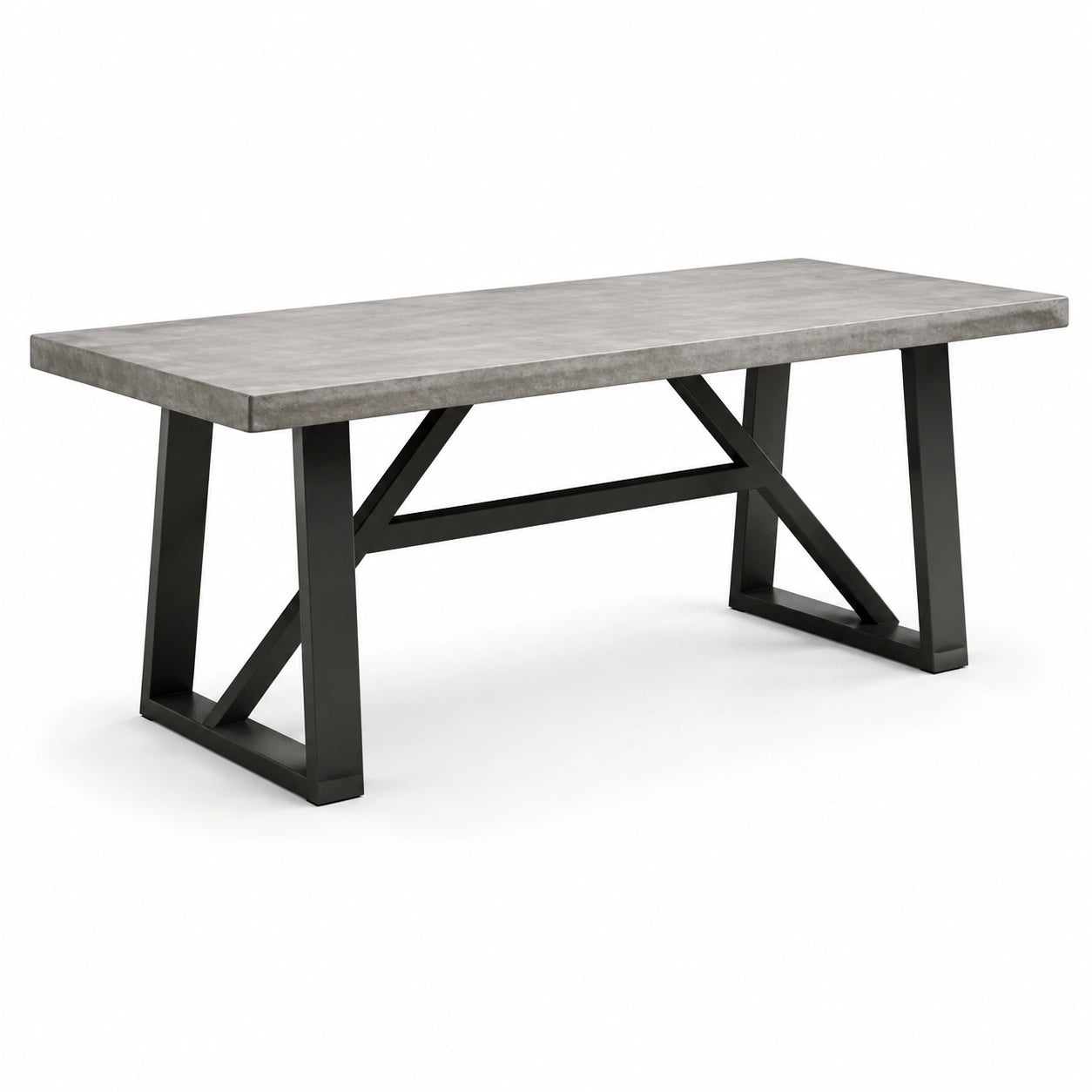 Esstisch in Betonoptik Grau/Schwarz mit Metallgestell, 180 x 90 x 76 cm