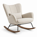Moderner Schaukelstuhl 98 x 78 x 100 cm in Beige mit braunen Holzkufen und schwarzem Metallgestell