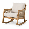 Schaukelstuhl aus Holz mit Polsterung und Seilgeflecht, Natur/Creme/Beige, 76 x 96 x 93 cm