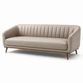 Modernes 3-Sitzer-Sofa in Beige/Braun, 220 x 86 x 78 cm, lederähnlicher Bezug, Holzgestell und vertikale Steppung