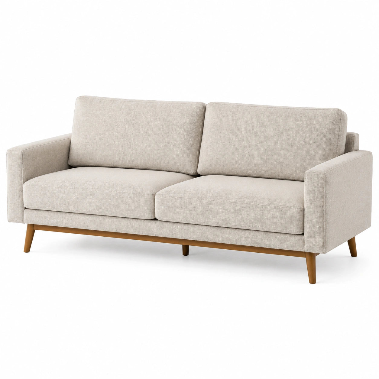 Modernes 3-Sitzer-Sofa mit Textilbezug, Beige/Braun, 200 x 85 x 82 cm