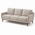 Dreisitzer-Sofa mit Stoffbezug und Holzfüßen, Beige/Braun, 215 x 88 x 85 cm