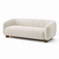 3-Sitzer-Sofa mit Bouclé-Bezug und Kanalsteppung, Creme/Braun, 220 x 90 x 75 cm