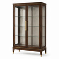 Klassische Vitrine aus Holzwerkstoff und Glas, Dunkelbraun, 110 x 42 x 190 cm, mit 2 Türen und 3 Glasböden