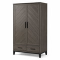 Kleiderschrank mit 2 Türen und 2 Schubladen, Dunkelgrau/Schwarz, 100 x 50 x 180 cm