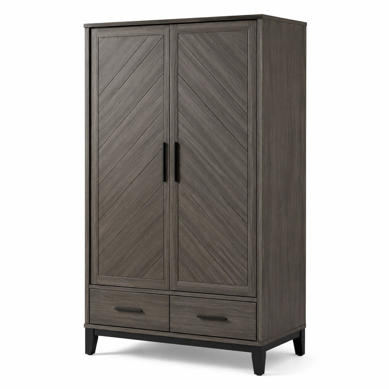Kleiderschrank mit 2 Türen und 2 Schubladen, Dunkelgrau/Schwarz, 100 x 50 x 180 cm