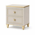 Nachttisch mit 2 Schubladen, 50 x 40 x 60 cm, Beige/Gold, Holzwerkstoff und Metall