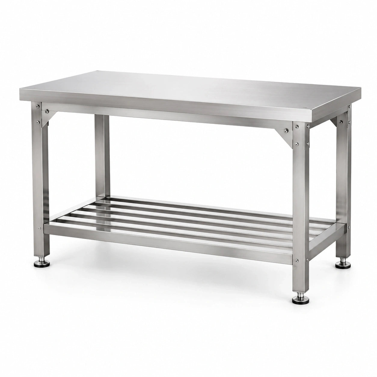 Edelstahl-Arbeitstisch mit offener Unterablage, Silber, 120 x 60 x 85 cm